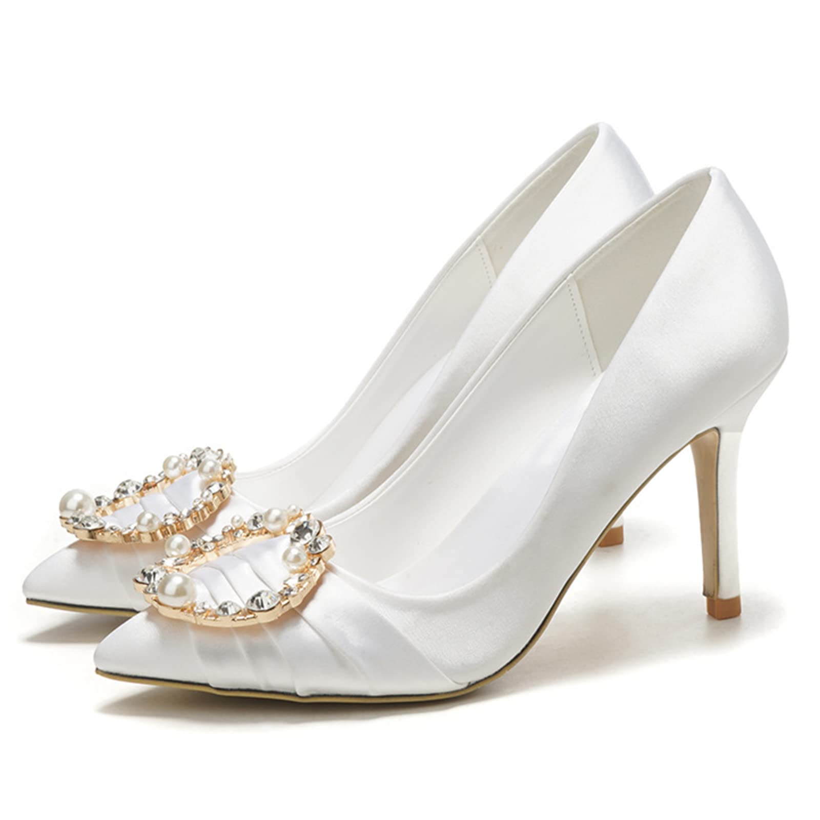BeAUZQ Braut Hochzeit Sexy High Heels Mode Perle Strass Damen Brautjungfer Stilettos Pumps Abend Party Prom Formale Klassische Schuhe