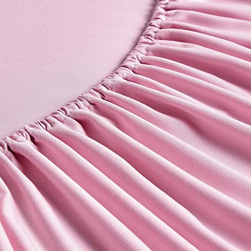 FreshCulture Queen Fitted Sheets, Bulk Pack of 6, Deep Pocket, Soft Microfiber Bottom Sheets for Home, Salons, Hotels, Queen Size Fitted Sheets Only (Dusty Pink)