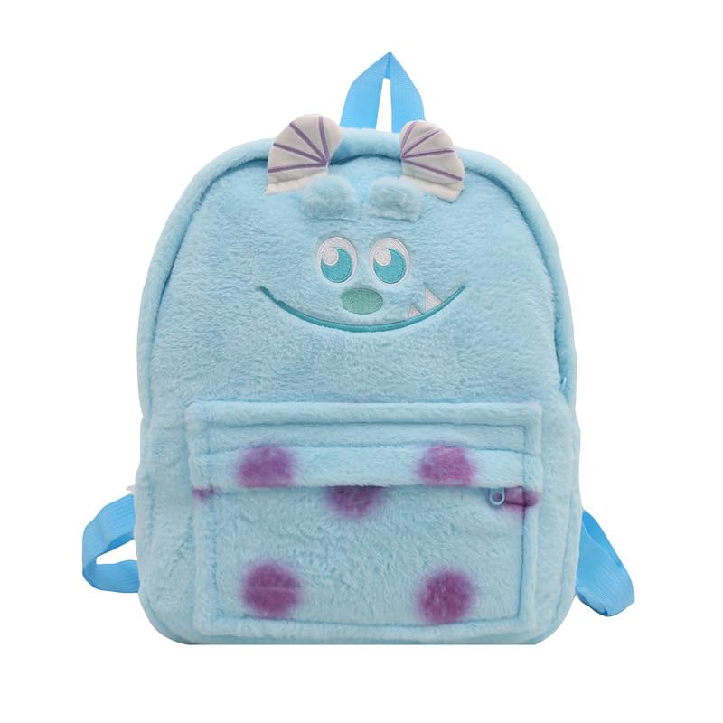 HOKMAH Kawaii Fuzzy Backpack Daypack, Cute Y2K Fluffy Animals Design Chic Cartoon Furry Daypack Bookbag Daily Use Shoulder Bag (blue)