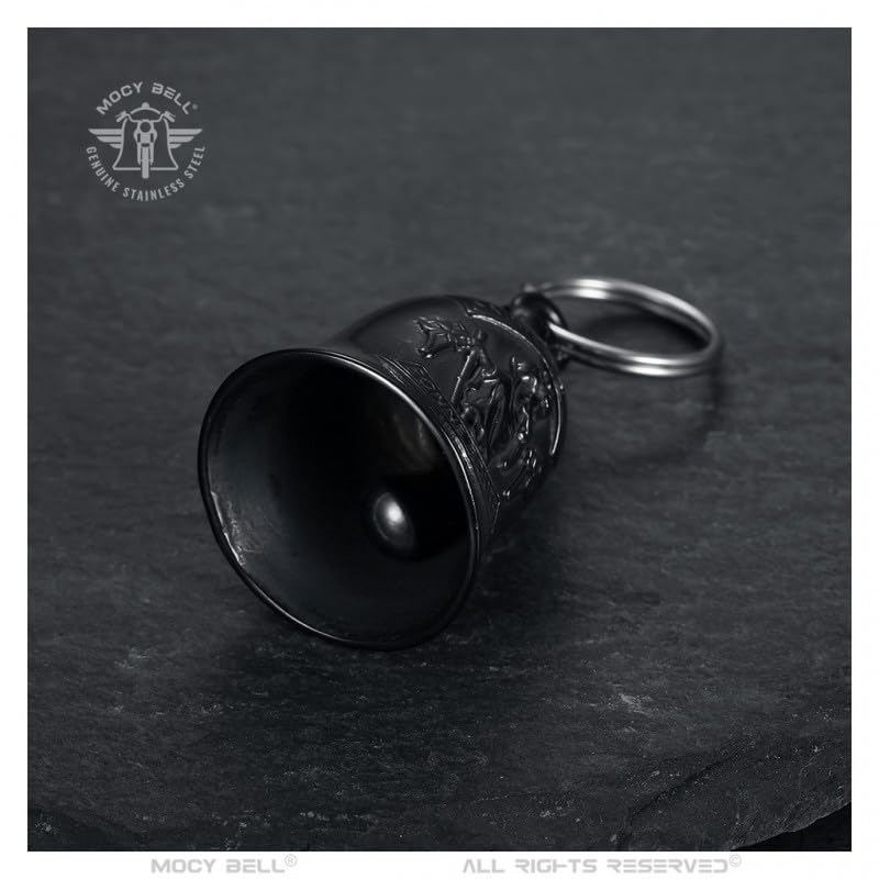 Clochette moto Saint-Christophe Acier inoxydable Noir