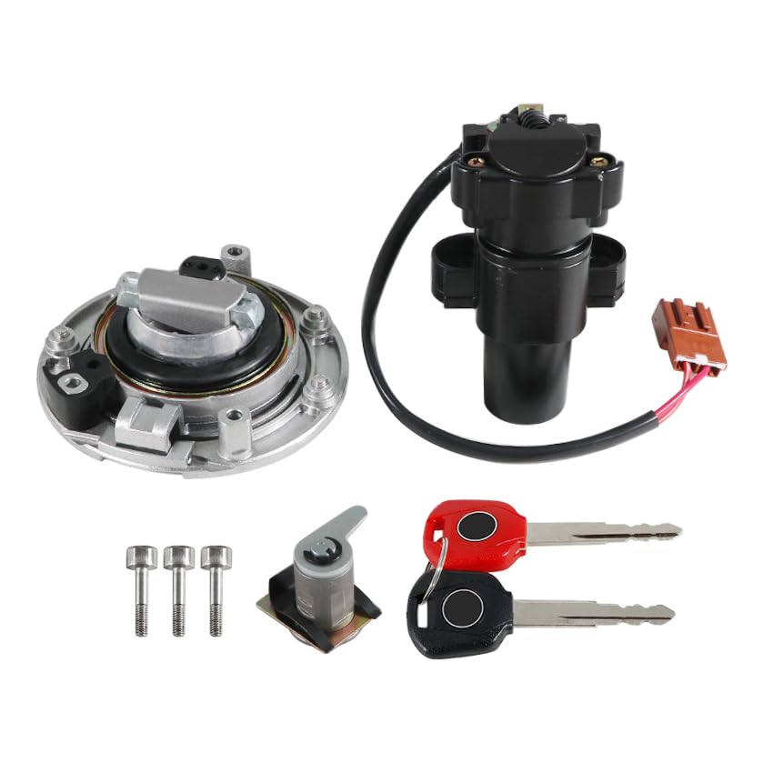Ignition Switch Fuel Gas Cap Seat Lock Keys Replacement Kit 35010-MFJ-A00 35010-MFJ-A40, 35010-MJC-A00, for Honda CBR600RR 2007-2017, for Honda 35010-MFN-D00 35010-MFN-L61