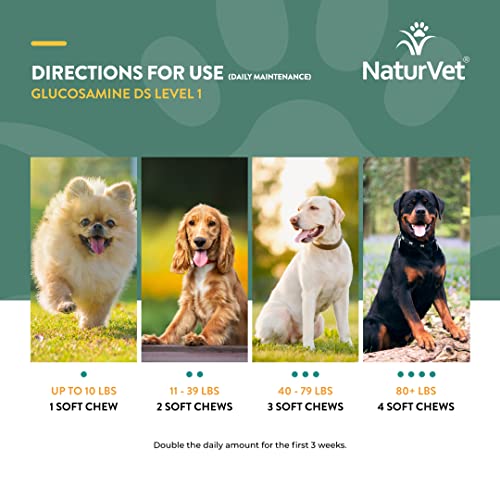 Naturvet Glucosamine Ds Level 1 Maintenance, Joint Care Support Supplement For Dogs And Cats, Soft Chews, Made In The Usa #TOP4