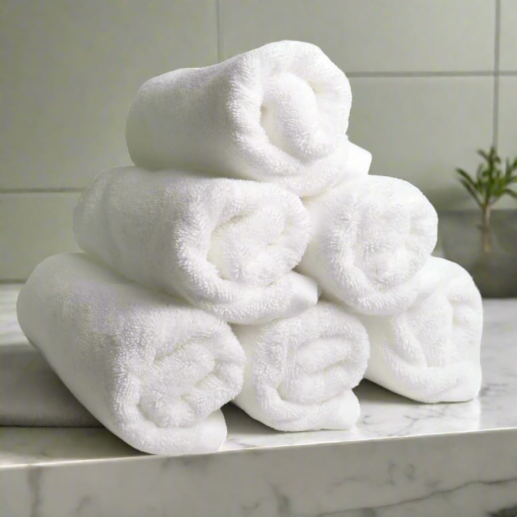 Sponsored Ad - Bamboo Hand Towel | Ultra Absorbent & Anti-Bacterial | 3X Softer Than Cotton Towels | 65 X 40 cm - 600 GSM | Pack of 6 - White