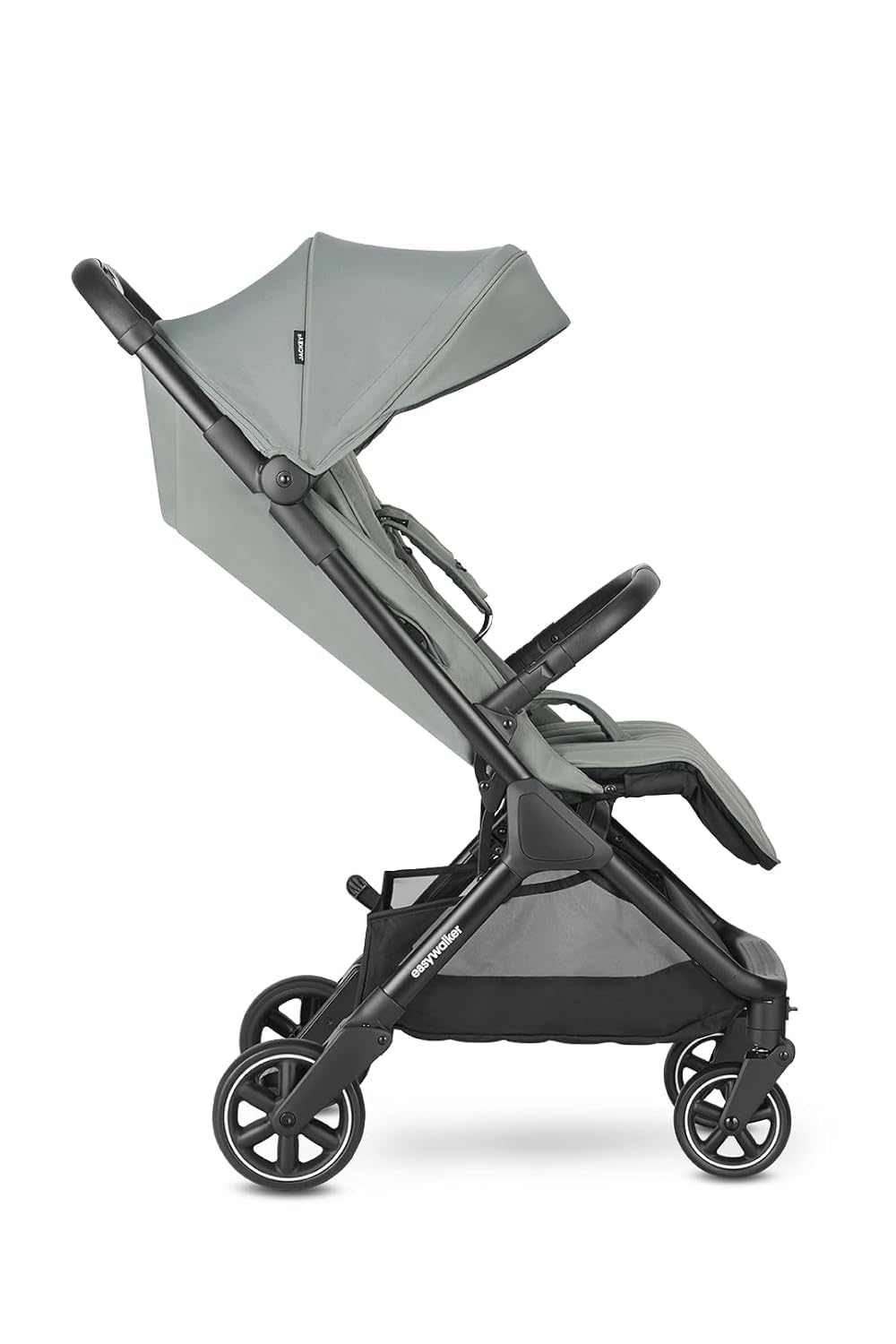 Easywalker Jackey² Buggy 0-22 kg, Reisebuggy, automatisch faltbar (gefaltet 56x44x23 cm), Schiebehöhe verstellbar bis 105 cm, Räder Ø 14 cm – ideal für Stadt & glatte Wege – Agave Grün