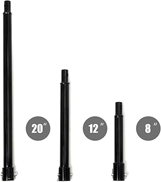 XtremepowerUS 3 Pieces Auger Extension Drill Bits 8", 12", 20" Length Extension Earth Ice Auger Extension Set Post Hole Digger Replacement Compatible to 3/4" Shaft Post Hole Digger Replacement