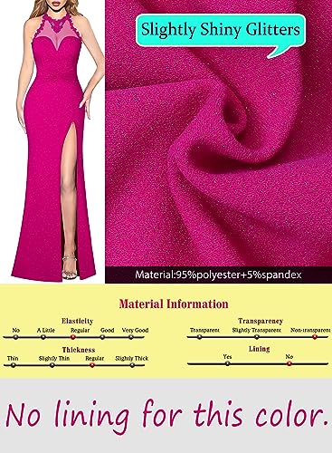 Image of VFSHOW Womens Formal Halter Keyhole Back Prom Gala Maxi Dress Evening Gown | Sexy Illusion Sweetheart Neck, High Slit, Wedding Guest, Applique, Twist Front Mermaid Dresses