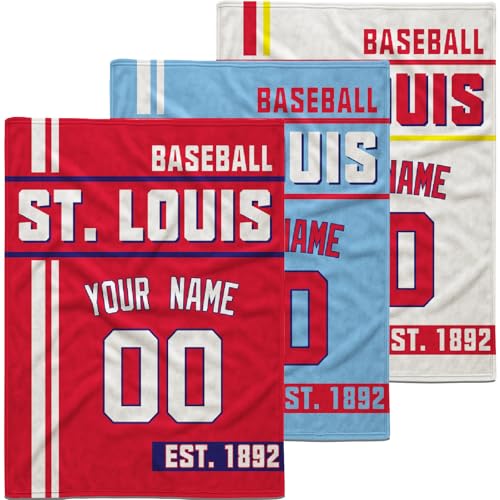 Tiffur St. Louis Blanket Throw Blanket Personalized Name and Number Gifts for Men Women Kids 3 Colors
