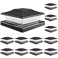 VOLISUN Solar Post Cap Lights Outdoor 4x4/6x6 Wooden/Vinyl Fence Cap Lights for Patio/Garden,Warm White with 2 Lighting Modes Waterproof,ABS Shell Lens Black (12 Pack)