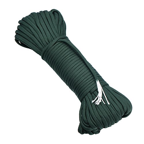 DonDon 98 ft - 30 m nylon cord Paracord survival DIY rope cord for outdoor camping activities 0.6 inch - 4 mm - 7 strands forest green - Image 3