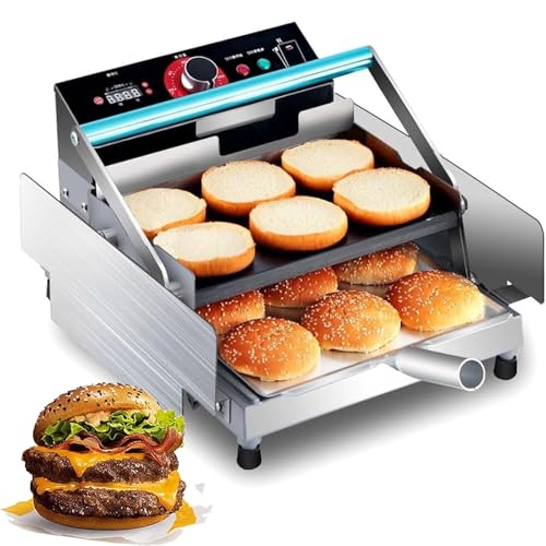 Lnlscle Tostador Comercial De Pan De Hamburguesa, Máquina Automática De 750W para Asar Pan con Temperatura Ajustable (50-300°C), Calentamiento Rápido para Panaderías, Cafeterías Y Restaurantes