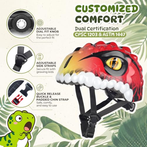 Image of Kids Toddler Bike Helmet, Adjustable and Multi-Sport for Child Boys and Girls, 2 Sizes
