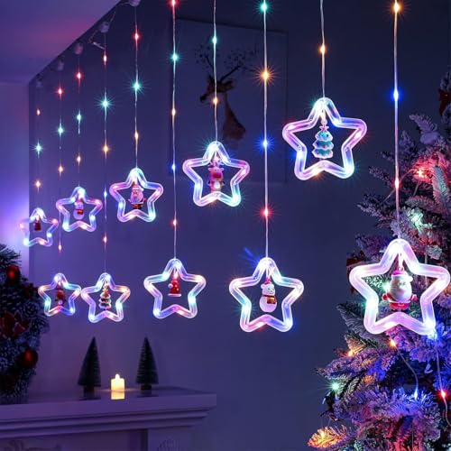 Image of V.E.S.P.A 3.5-Meter Window Christmas Lights - 10 Star Design for Indoor and Outdoor Holiday Decor, Electric Incandescent String Lights (Warm White)