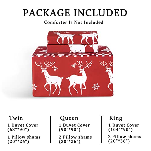 Caromio Christmas Duvet Cover Queen, Soft Microfiber Red Duvet Covers, Reversible Printed Comforter Cover Set Christmas Holiday Decorative Bedding (Christmas Reindeer And Tree, Queen) #TOP6
