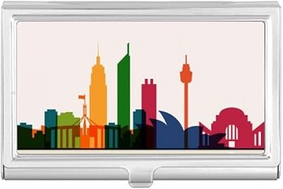 Australia City Landmark Skyscrapers Outline Business Card Holder Case Pocket Box Wallet