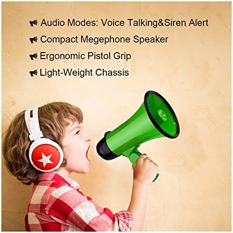 Megaphones Portable Hand 25 Watt Bullhorn Megaphone with Siren Loud Speaker Recording Horn Tour Guide Speakers Microphone Loudspeaker Great for Outdoor Announcements Amplifiers