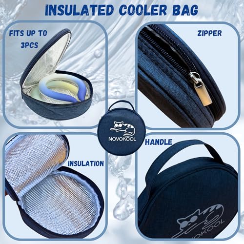 2 Pack Neck Cooling Tube with Insulated Bag - Reusable Ice Ring Neck Cooler Indoor Outdoor - Relief for Summer and Hot Flashes - Wearable Ice Ring Freezes Under 64℉(Blue+Yellow)