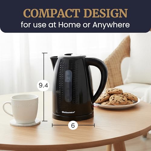 Elite Gourmet EKT5051 1.7L Electric Water Kettle, BPA-Free, Fast Boil, Auto Shut-Off, Boil-dry Protection, 360° Swivel Base with Cordless Serving, Clear-view Window with Water Level Markings, Black by Elite Gourmet - Used condition - Image 6