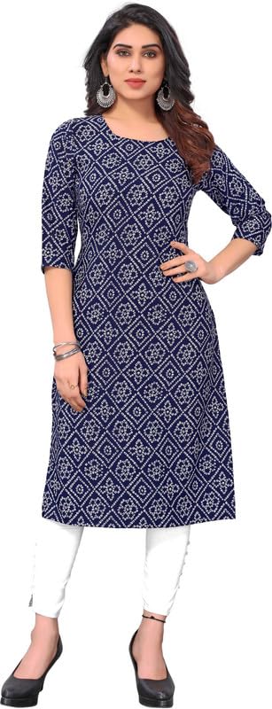 Women's Printed Crepe Kurti with Three-Quarter Sleeves(JSE S 9S) Multicolour-picture-53