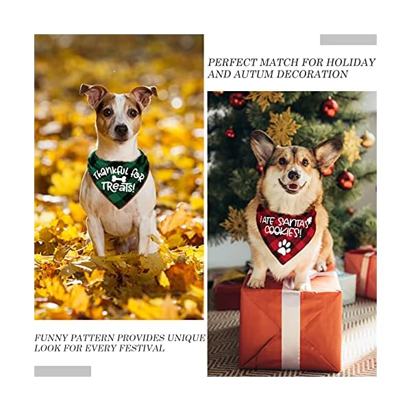 3 pack thanksgivng dog bandana, fall classic plaid halloween christmas xmas autumn triangle bandanas scarf bibs kerchief gift set - pet holiday accessories decoration for small to large dogs cats pets - image 7