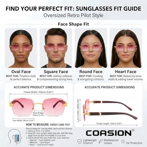 Image of COASION Fashion Rimless Frameless Sunglasses for Women Men Y2k Retro Sun Glasses Square Tinted Glasses