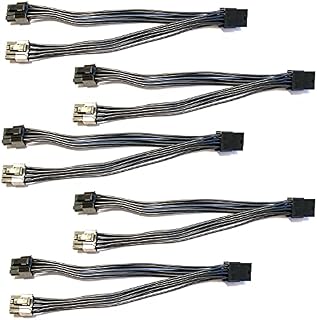 Cryptoshack 5-Pack Premium Black PCI-E 8Pin to 2x 8 Pin (6+2) 18AWG Y Power Splitter Cable for PCIE PCI Express Extension Cable - For GPU Mining