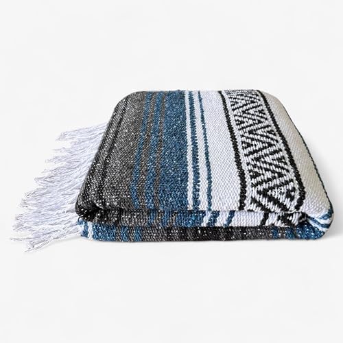 Traditional Handwoven Mexican Blanket, Large Falsa Serape - Soft & Durable - Vibrant Beach, Picnic, Yoga & Camping Mat - Lightweight Boho Throw 70