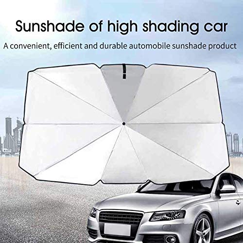 WOOPOWER Car Front Sunshade Protection Cover, Car Sunscreen Insulation Sun Shade Umbrella Front Windshield Car Summer Sunscreen Cooling Sunshade Protection (L: 54x51x31inch)