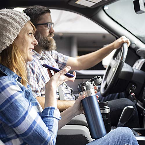 Image of Stanley Quick Flip GO Water Bottle 24 oz | Push Button Lid | Leakproof and Packable for Travel and Sports | Insulated Stainless Steel | BPA-Free | Matte Black