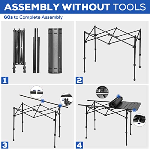 Lebleball Folding Camping Table, Portable Folding Table With Storage Bag, Adjustable Aluminum Camping Table For Outdoor Picnic, Beach, Backyard, Bbq, Patio, Fishing, Black #TOP4