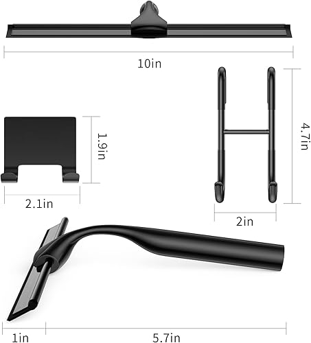 Miniatura 2 de Escobilla de ducha para puertas de cristal, escobilla de baño de acero inoxidable de 10 pulgadas, espejo para ventanas de automóvil con soporte de