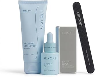 SEACRET Nail Care Kit - Luxury Dead Sea Spa Gift Set for Women, Complete Manicure System with Cuticle Oil, Buffer Block & Full-Size Body Lotion, Natural Nail Repair & Shine, Paraben-Free, 4-Piece Kit