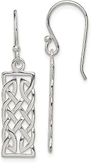 Brincos de prata esterlina 925 retangulares pendentes de lustre celta Claddagh joias finas para mulheres presentes para ela, Prata esterlina Cristal