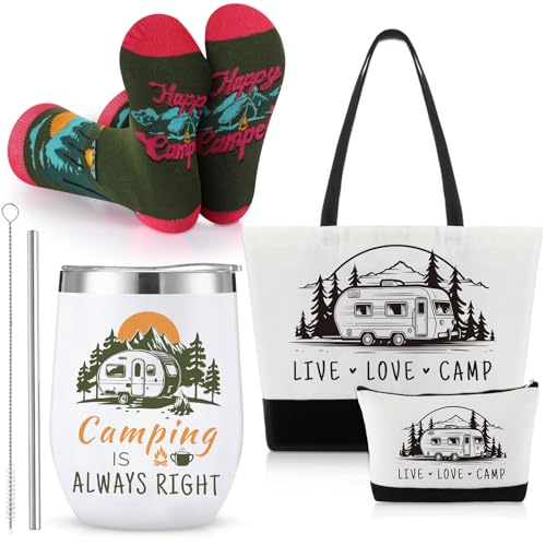 Patelai 4 Pcs Camping with Makeup Bag