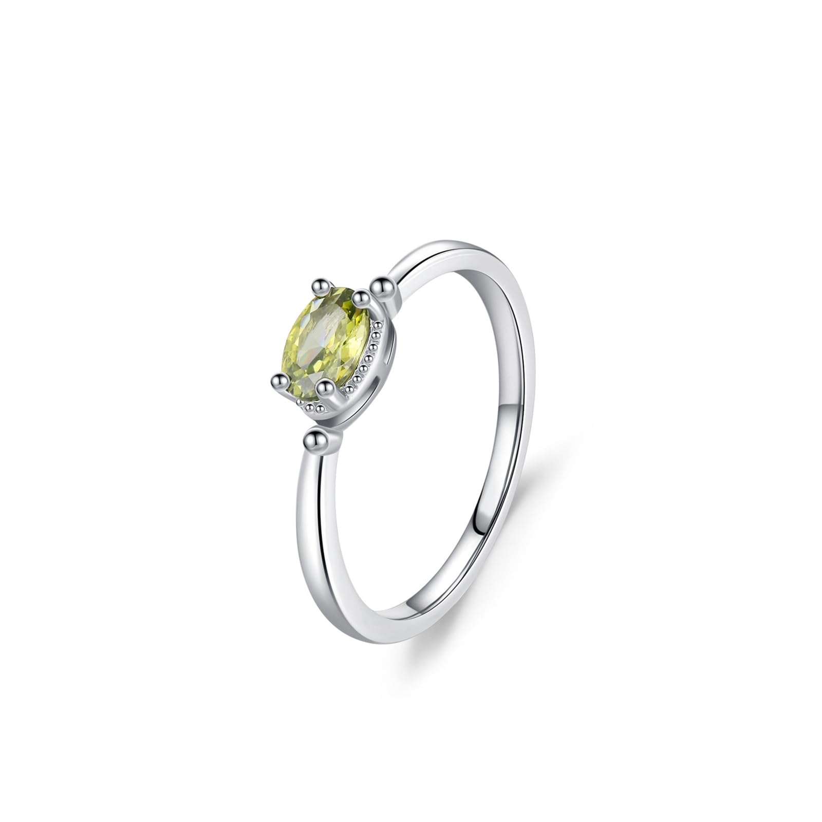 Pierścionki zaręczynowe 9K białe złoto, obrączka ślubna 6 x 4 mm perydot zielony 0,5 ct bez kamienia szlachetnego