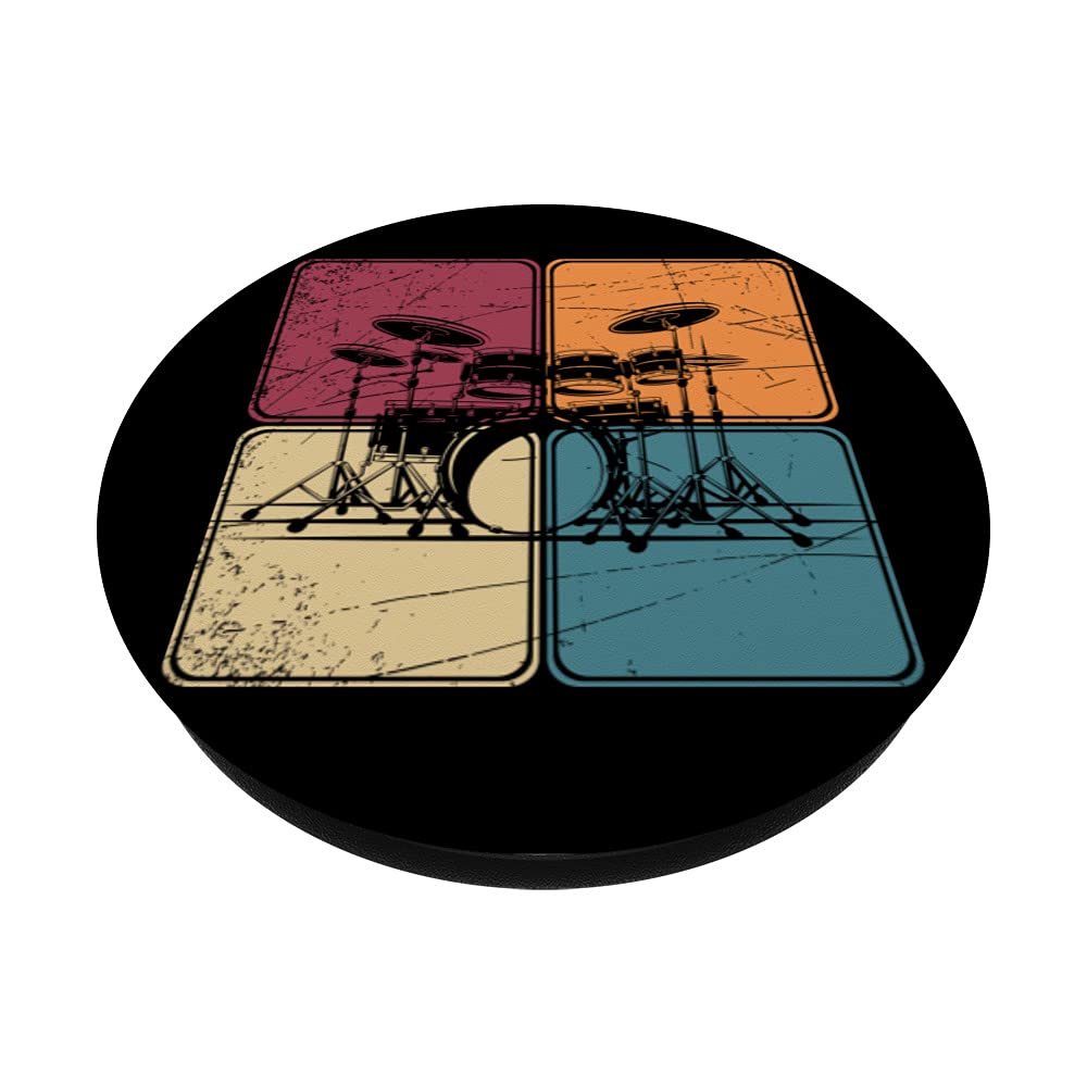 Percussion Musical Instrument Drummer Pop Art Drum Set Drums PopSockets Swappable PopGrip, Black - Image 2