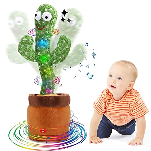 Dancing Cactus, Talking Cactus Toy Repeats What You Say, Wriggle Dancing and Singing Cactus, Soft Plush Electric Speaking Cactus Baby Toys Funny Creative Kids Toy