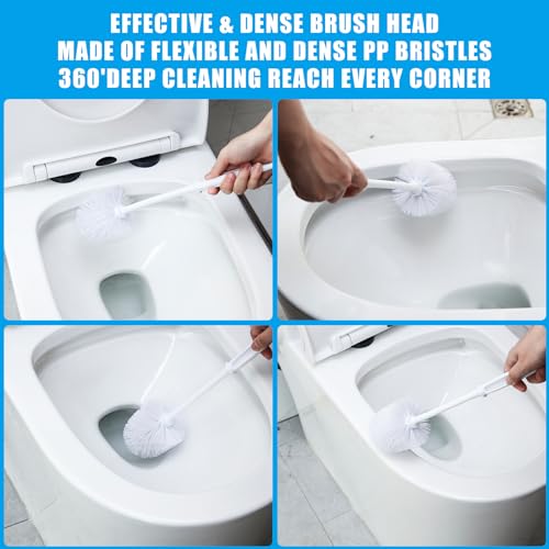 Image of Roshtia 12 Pcs Toilet Brush Cleaner Toilet Bowl Brushes Bulk Commercial White Bathroom Scrubber with Plastic Handles Restroom Cleaning Scrub for Bathroom Industrial Cleaning Supplies 13.7 Inch