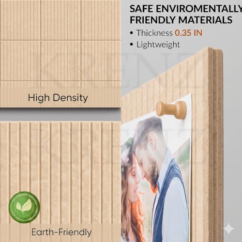 Image of KRENZ Self Adhesive Bulletin Notice Board (30 X 30 Cm) with Drawing Pins List Board for Wall Vision Board for Manifestation Wall Boards Message Board for Office School Collage (4, Cream Line)