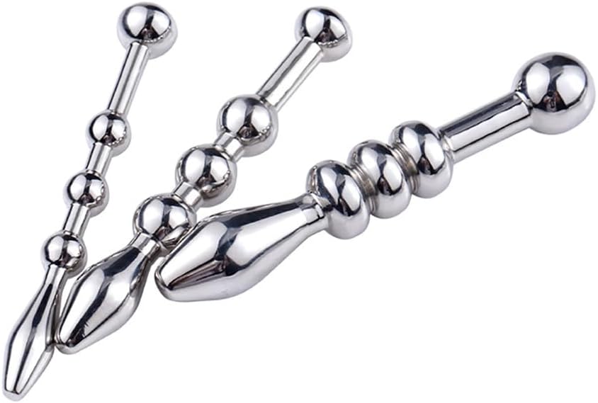 Urethral Sounds Stainless Steel Penis Plug Training Urinary Dilator Urethra Masturbation Rod Bladder Stimulation Sex Toy for Men (4 Beads 0.39inch)
