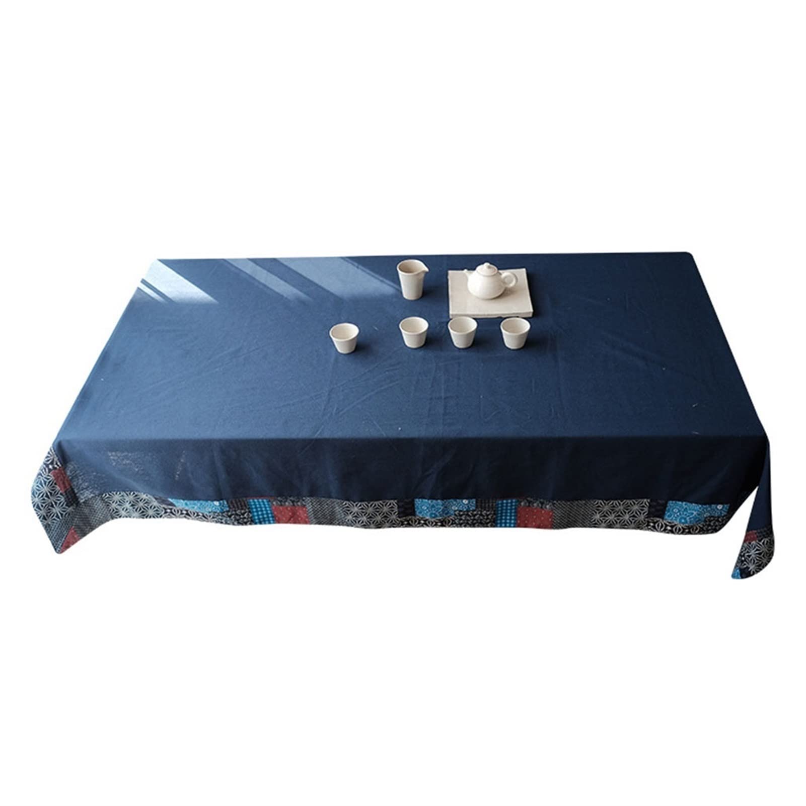 ZXDGsdrdtW Tablecloths, Navy Blue Tablecloth with Japanese Style Print Edge,Washable Rectangular Square Table Cover,for Buffet, Parties, Holiday Dinner,Tea