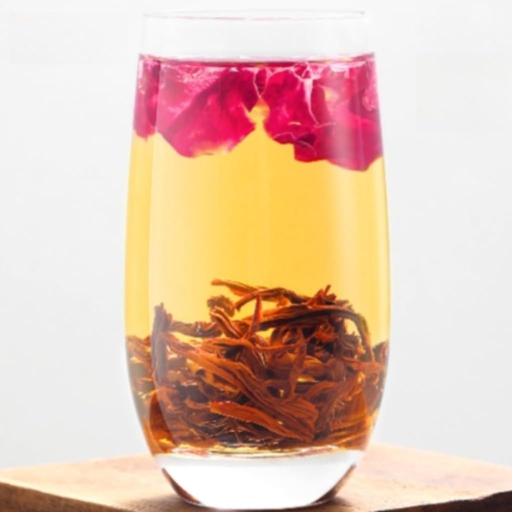 Perle Di Tè Nero Alla Rosa Premium | Tè Nero Cinese in Foglie Sfuse 250g*2/17,64oz | Dolcezza Setosa | Tè Nero Per L'uso Quotidiano E in Ufficio