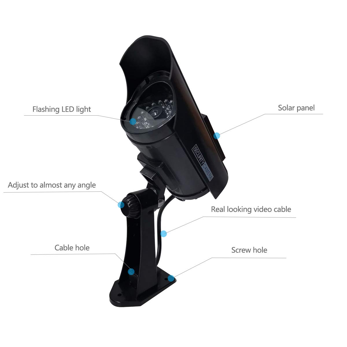Kamera Dummy Solarbetriebene Überwachungskamera Attrappe Fake Kamera Attrappe Dummy Kamera Attrappe Dummy Innen Außen Fake Überwachung Haus Sicherheit Security (Schwarz-2 Pack)