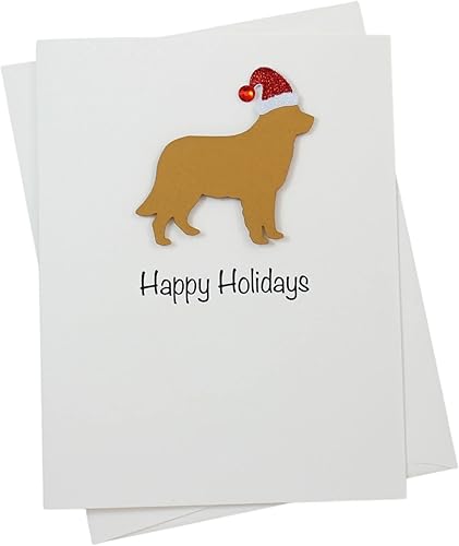 Miniatura 63 de Black Australian Shepherd Christmas Cards Pack of 10 Handmade Aussie Holiday Notecards White Base Dog with Santa Hat Black,Chocolate