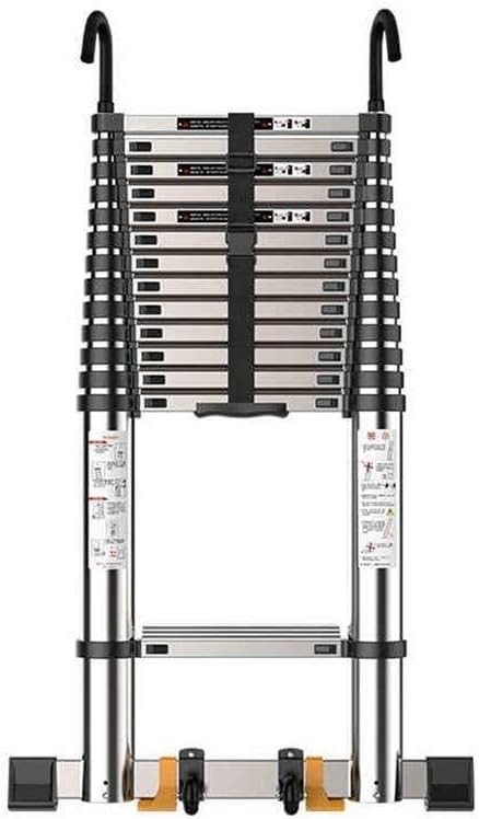 Telescoping Extension Ladder, Telescoping Ladder Extension Ladders Step Ladders Engineering Telescoping Ladder, Folding Aluminum Extension Ladder with Hook Multi-Purpose Collapsibl
