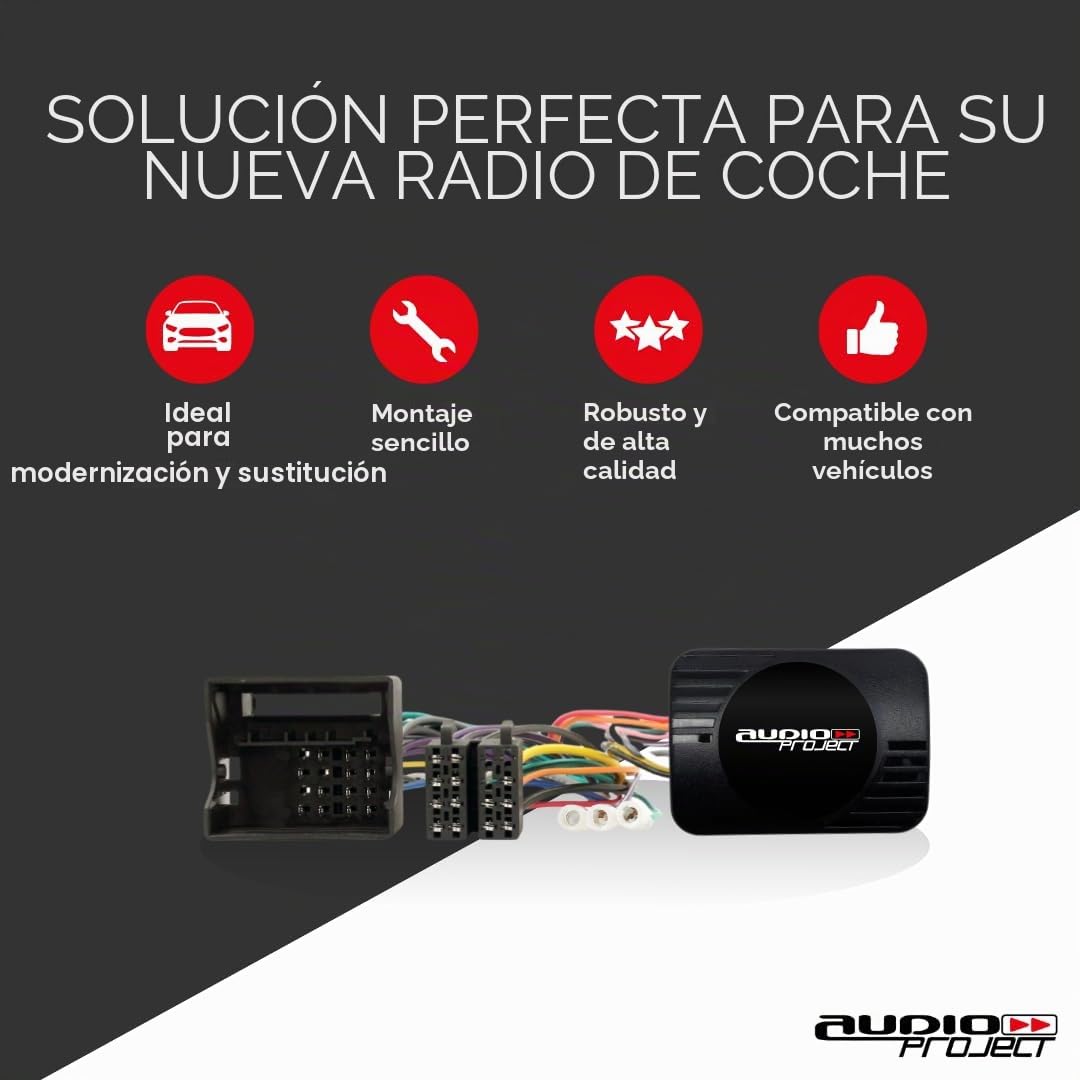 Audioproject A400.1-10 - Adaptador CANBus Quadlock ISO para Audi VW Golf 5/6 Passat B7 VW T5 Polo Skoda Seat - Con adaptador de radio - Encendido y Speedpuls marcha atrás