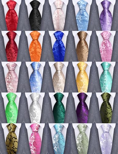 Image of GUSLESON 3.15 inch(8cm) Fashion Paisley Ties Mens Woven Jacquard Necktie for Wedding