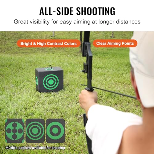 Image of VEVOR Archery Target Block, All-Side Bow Target Block, Outdoor Portable Archery Target with Carry Handle, Easy Arrow Removal, Great Visibility, Lightweight, Easy to Transport, Black