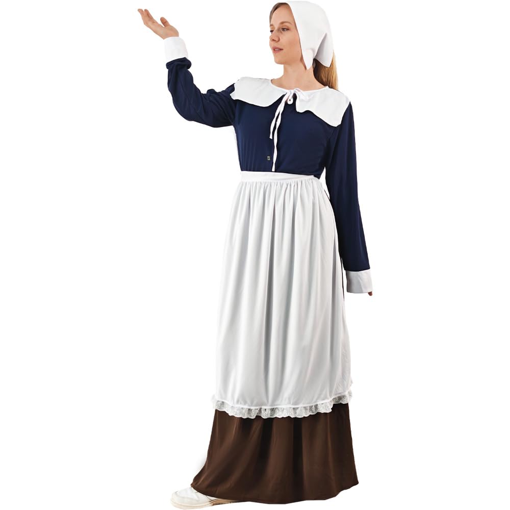 EraSpooky Womens Pilgrim Costume Adult Thanksgiving Day Puritan Outfits Size M, Multicolored - Image 4