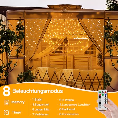 Ollny Lichterkette außen, 80 M 800 Led Lichterkette innen warmweiß, 8 Modi Lichterkette Lang mit Fernbedienung Timer, IP44 wasserdicht außen und innen für Hochzeit Ostern Garten