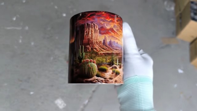 Taza de cerámica roja por 11 oz con diseño de desierto miniatura 7